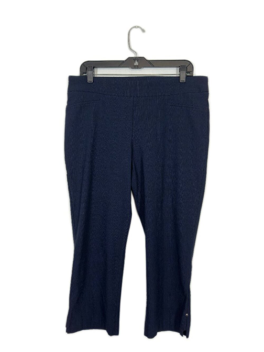 Hilary Radley Women's Stretch Capri Pants Size L Navy Blue Business Casual Crop